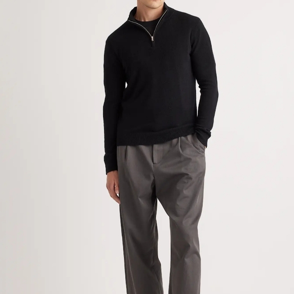J CREW💥Nwot💥Cashmere Men's Black Half-Zip Sweater